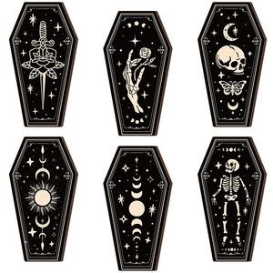 6 Pcs Boho Skull Wall Decor Moon Stars Sun Wall Decor Hanging Gothic Wooden😚